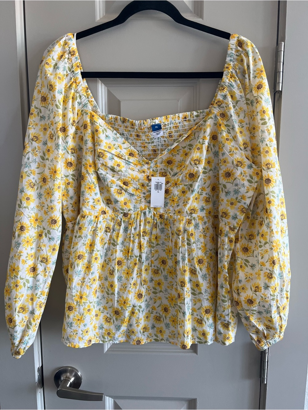 Old Navy Yellow Floral Peasant Blouse - Picture 1 of 3
